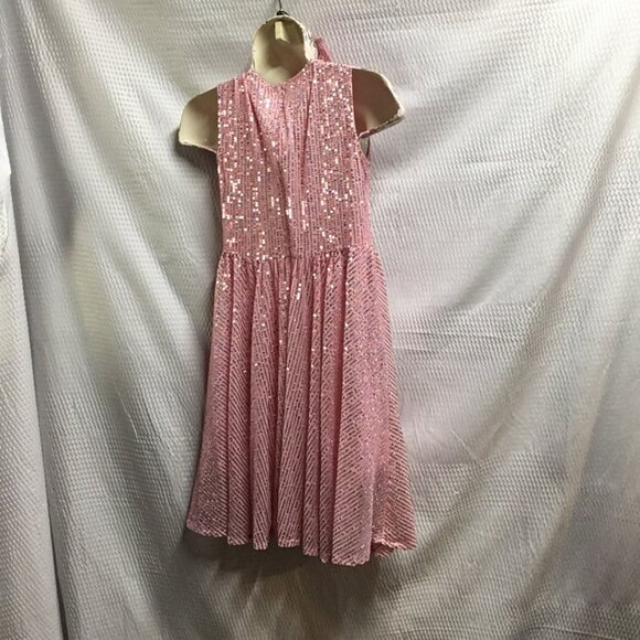 ✨ Mebius Full Sequin Pink Dress w/ Matching Bow – Girls Size 10Y - Picture 5 of 8